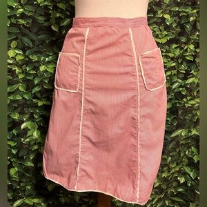 Vintage Mid Century Modern Half Apron 1950s Red Pinstripe Handmade